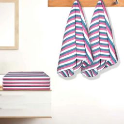 athom living Red Cotton Striped 220 GSM Bath Towels 6 Pc-picture-29