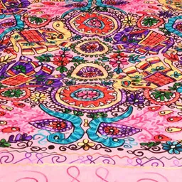 Exotic India Pink & Purple Ethnic Motifs 300 TC Cotton Queen Bedsheet - 2.49m x 2.19 m image 4