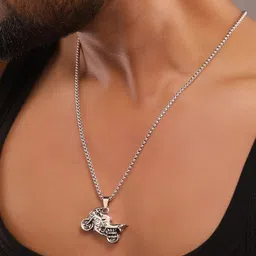 The Roadster Lifestyle Co. Silver Plated Racer Bike pendant & chain-picture-42