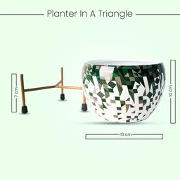Nymph Green & White 2 Pieces Printed Planters Pot With Stand image 4