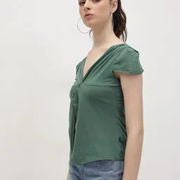 The Roadster Life Co. Twisted V-Neck Center Open Regular Top image 5