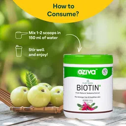 OZiva 2-Pcs Plant Based Biotin For Hair Growth - 125g Each - Lemon Flavor image 5