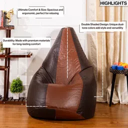 THREADVIBE LIVING Tan Brown Double Shaded Teardrop Bean Bag With Bean image 4