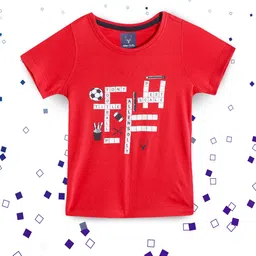 Allen Solly Junior Boys Red & White Graphic Printed Cotton T-shirt-picture-49