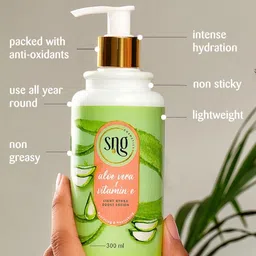SNG Cosmetics Light Hydra Boost Body Lotion 300ml & Face Gel 150ml with Aloevera & Vit E image 3