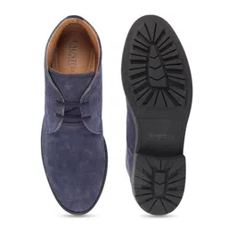 FAUSTO Men Navy Blue Solid Suede Leather High Ankle Chukka Boots image 5