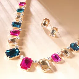 Rubans Voguish Gold-Plated Cubic Zirconia Studded Jewellery Set image 3