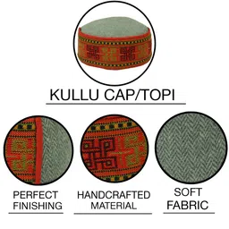 Vastraa Fusion Unisex Blue & Green Embroidered Himachali Cap image 2