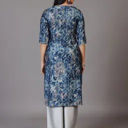 Libas Paisley Printed Notch Neck Thread Work Straight Kurta image 2