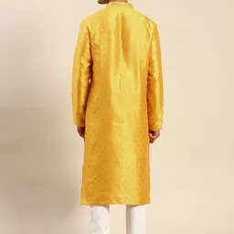 RAJUBHAI HARGOVINDAS Men Gold-Toned Ethnic Motifs Kurta With Pyjamas image 5