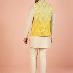 KISAH Men Ombre Embroidered Sequinned Mid Kurta Jacket with Trouser image 2