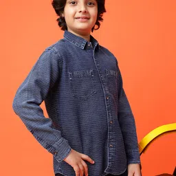 TALES & STORIES Boys Textured Self Design Pure Cotton Casual Shirt image 2