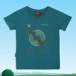 Gini and Jony Boys Teal Green & Black Pure Cotton Typography Printed T-shirt-picture-12