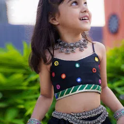 BAESD Girls Embroidered Square Neck Mirror Work Ready to Wear Lehenga Choli image 5