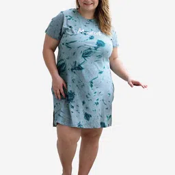 TITTLI Plus Size Abstract Printed Pure Cotton T-shirt Dress image 5