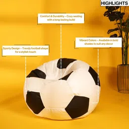THREADVIBE LIVING Black & White Football Bean Bag With Beans image 4