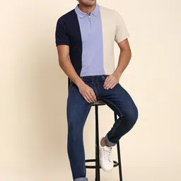 Dennis Lingo Men Colorblock Polo Collar Cotton T-shirt-picture-47