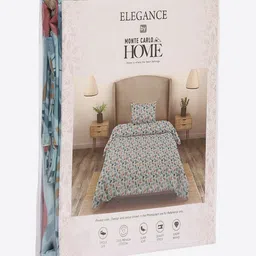 Monte Carlo Blue & Pink Floral Cotton 104 TC Single Bedsheet Set-2.24 m x 1.52 m image 5