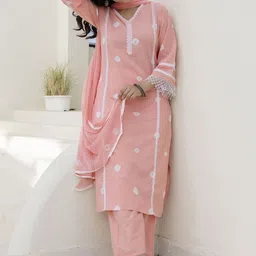 Anouk Women Bandhani Yoke Design Cotton Kurta with Palazzos & Dupatta image 3