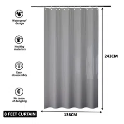 Kuber Industries Black & Transparent 4 Pieces Striped Shower Curtains image 3