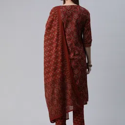 Readiprint Fashions Women Floral Printed Regular Pure Cotton Kurta with Trousers & With Dupatta image 3