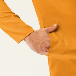 Jompers Men Mustard Yellow Solid Regular Pure Cotton Pocket Kurta with Churidar image 5