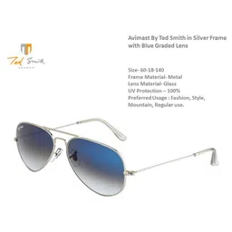 Ted Smith Unisex Blue Lens Aviator Sunglasses with UV Protected Lens AVIMAST_C21 image 2