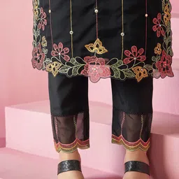 Indo Era Women Floral Embroidered Regular Mirror Work Kurta with Trousers & With Dupatta image 5