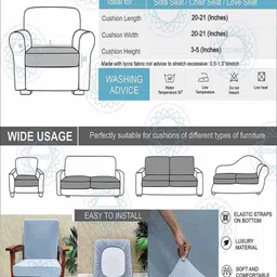 STITCHNEST White & Green 2 Pieces Floral Printed Cotton Sofa Covers image 2