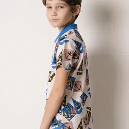 Jack & Jones Junior Boys Abstract Printed Polo Collar Cotton T-shirt image 2