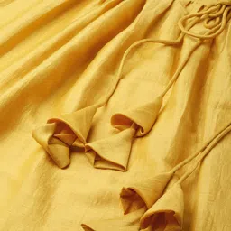 Varanga Women Solid Mustard Yellow Maxi Dress with Banarasi Dupatta image 2