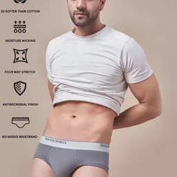 Masch Sports Pack Of 2 Anti-Microbial Basic Briefs BRF-2-SOL-EI-RED-ET-GRY image 2