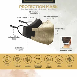 CENWELL Adults Pack Of 5 Pink & Black Printed 6-Ply Reusable 3D Cloth Masks image 5