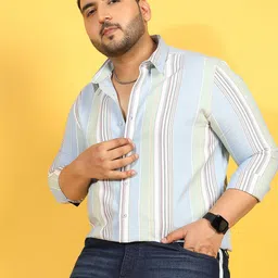 Instafab Plus Plus Size Classic Striped Cotton Casual Shirt-picture-11