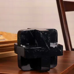 casacraft from pepperfry Geometric Black Cube Resin Artefact image 1