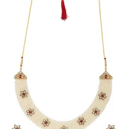 Zaveri Pearls Gold-Toned & White Kundan Studded Jewellery Set image 2