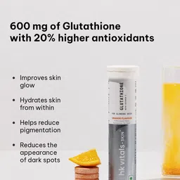 HK VITALS Glutathione Effervescent Tablets - 15 Tablets - Orange Flavor With Bottle - 300m image 5