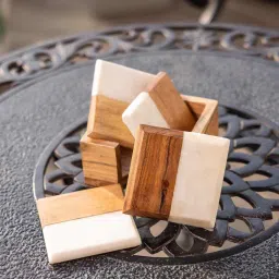 ireka homes Timber & Stone Coasters with Holder (Set of 4) image 3