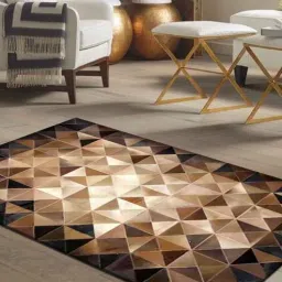 dazzhome Brown Hair On Leather Geometrical Hand Woven 8ftX10ft Carpet-picture-20