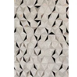 dazzhome Black Hair On Leather Geometrical Hand Woven 4X6ft Carpet image 2
