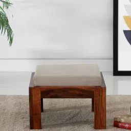 woodsworth from pepperfry Loire Solid Wood Foot Stool in Grey Colour Set of 2) image 1