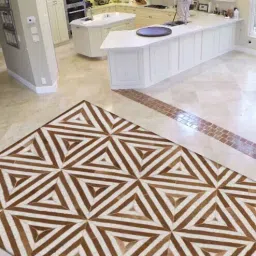 dazzhome Brown Hair On Leather Geometrical Hand Woven 8ftX10ft Carpet-picture-36