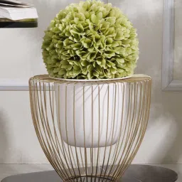 casacraft from pepperfry Gloria Riga White Metal Planter - Large (White) image 1