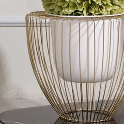 casacraft from pepperfry Gloria Riga White Metal Planter - Large (White) image 3