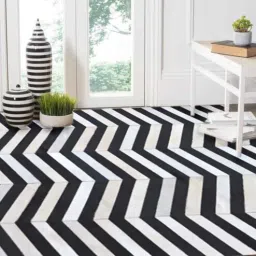 dazzhome Black Hair On Leather Chevron Hand Woven 9ftx12ft Carpet-picture-26