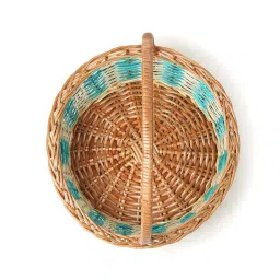 habereindia Wicker Serving Basket- Large (Blue) image 4