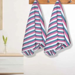 athom living Red Cotton Striped 220 GSM Bath Towels 2 Pc-picture-18
