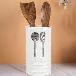 sone key chidiya Simmer Polka Dotted Iron Cutlery Holder (Ivory) image 5