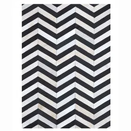 dazzhome Black Hair On Leather Chevron Hand Woven 5ftX7ft Carpet image 2
