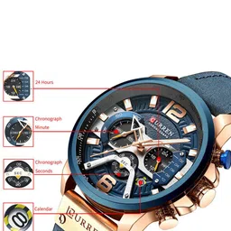 Curren Men Round Dial & Leather Straps Chronograph Analogue Watch CR-00001 1 image 5